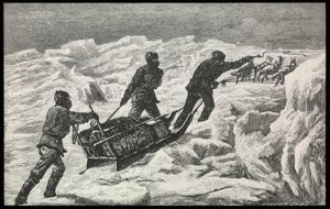Image of Greely Expedition: Men with Sledge and Team, Engraving